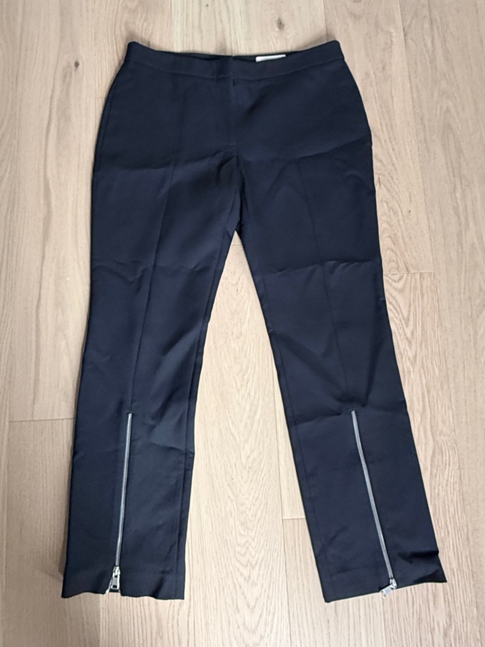 Alexander McQueen Black Straight Leg Pants with Silver Zippers